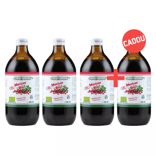 Pachet 3+1 CADOU Merișor BIO suc 100% pur 500ml