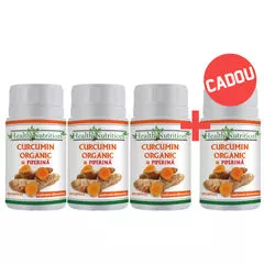 Pachet 3+1 CADOU Curcumin Organic și Piperină 60 capsule