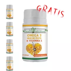 Pachet 4+1 GRATUIT Omega 3 ulei de peste 500 mg + Vitamina E 5mg, 60cps moi